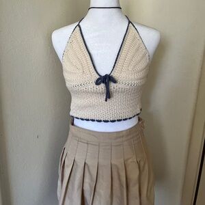 Sweater halter tank top knitted